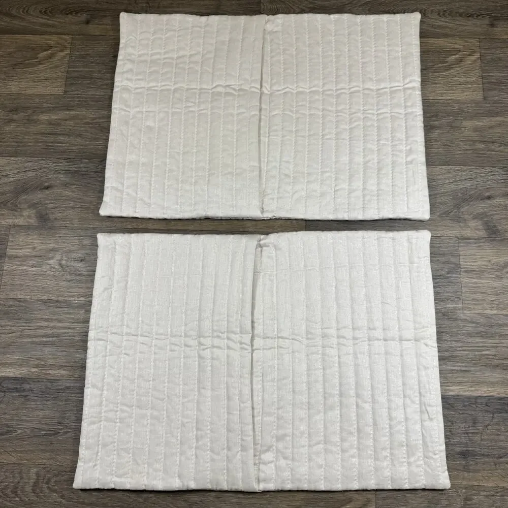 2 RESTORATION HARDWARE CHANNEL STITCHED LINEN QUILTED SHAMS In Sand